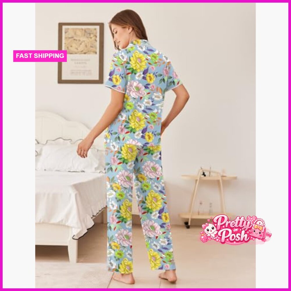 Button Down Pajama Set With Pockets, 95% Polyeste… - image 3